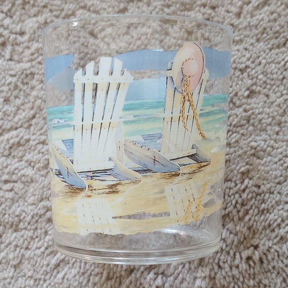 Five Piece Beach Motif Glass and Tray Set - Picture 3 of 6